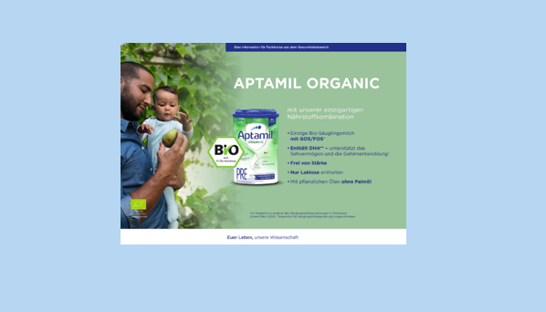 Aptamil Organic AT Pre Broschüre thumbnail blauer Hintergrund